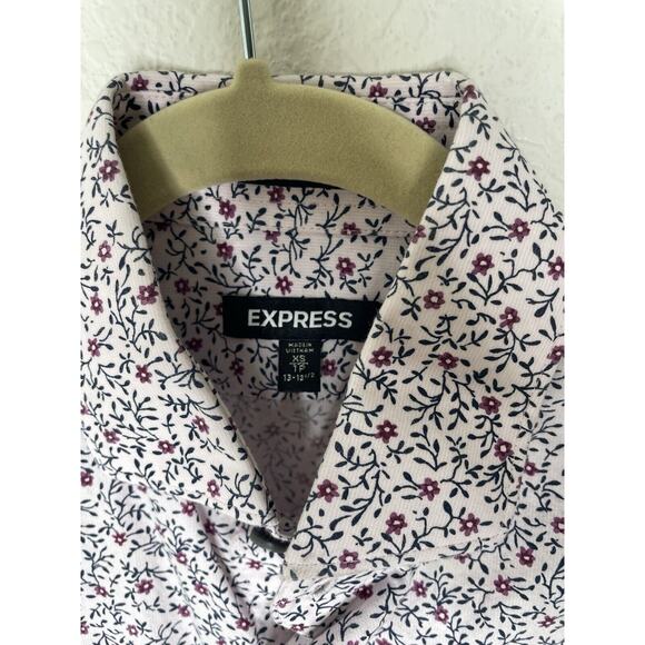 Express Floral Fitted Men's Floral Light Pink Cotton Button Down Shirt xsmall - Picture 3 of 5